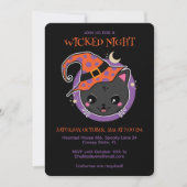 Kawaii Heksenkat Halloweenfeest Kaart (Voorkant)