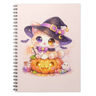 Kawaii Heksenkat & Pompoen Pastel Halloween Notitieboek