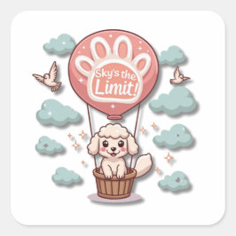Kawaii herdershond in heteluchtballon vierkante sticker