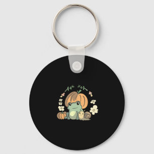 Kawaii Herfst Cottagecore esthetische kikker met p Sleutelhanger