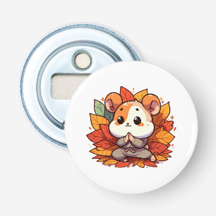 Kawaii herfst hamster yoga button flesopener