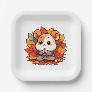 Kawaii herfst hamster yoga papieren bordje