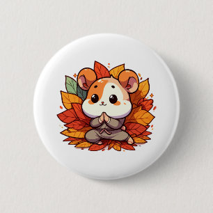 Kawaii herfst hamster yoga ronde button 5,7 cm