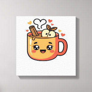 kawaii herfst thee Klassiek T-shirt Canvas Afdruk
