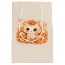 Kawaii Herfstblad Kitty – Knus Herfstkat