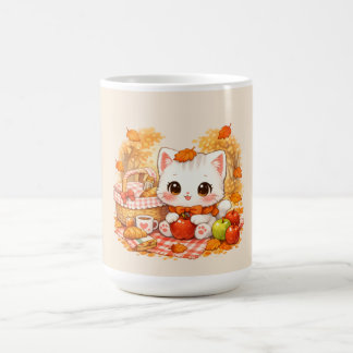 Kawaii herfstpicknick poes – Schattige herfst cool Koffiemok