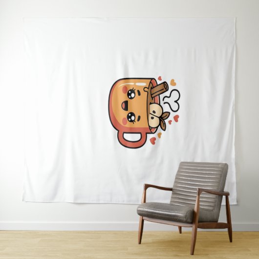kawaii herfstthee Classic T-Shirt Wandkleed (In Situ (horizontaal))