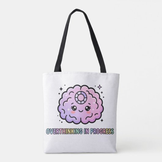 Kawaii Hersen Grappig Overdenken In Uitvoering Tote Bag (Achterkant)