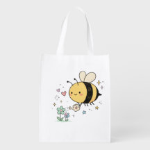 Kawaii-hommeltje dat bloemen water geeft voor plan