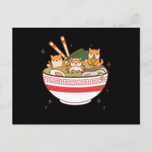 Kawaii-honden die Ramen eten Briefkaart (Voorkant)