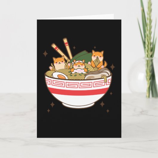 Kawaii-honden die Ramen eten Kaart (Voorkant)