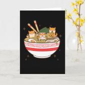 Kawaii-honden die Ramen eten Kaart (Gele Bloem)