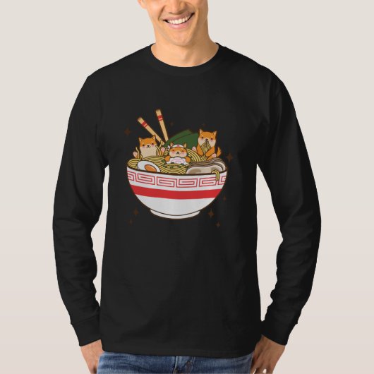 Kawaii-honden die Ramen eten T-shirt (Voorkant)