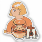 Kawaii Hondenpudding – Esthetische Oranje Anime De Sticker (Voorkant)