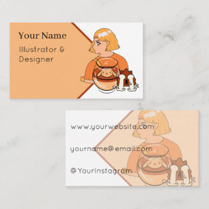 Kawaii Hondenpudding – Esthetische Oranje Anime De Visitekaartje