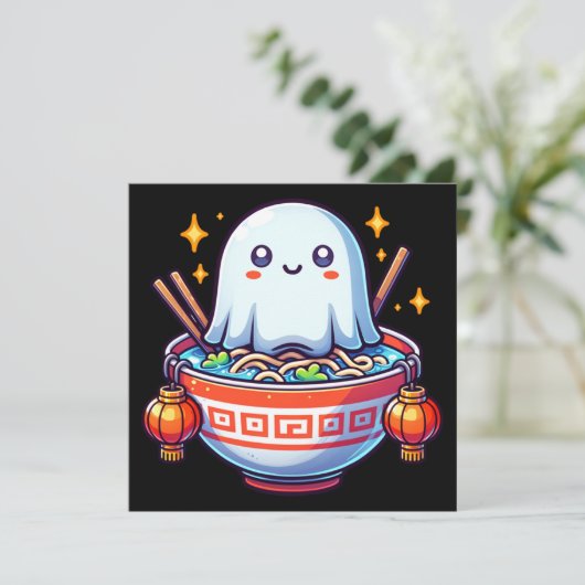 Kawaii Hongerige Geesten Festival Kaart (Staand voorkant)