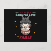 Kawaii Honored Samurai Cat Eat Ramen Briefkaart (Voorkant)