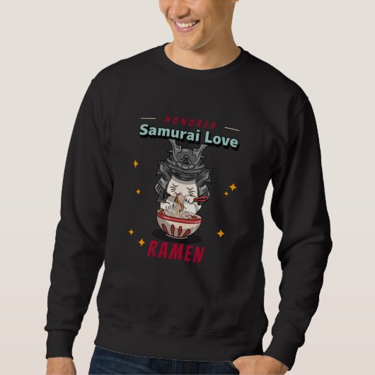 Kawaii Honored Samurai Cat Eat Ramen Trui (Voorkant)