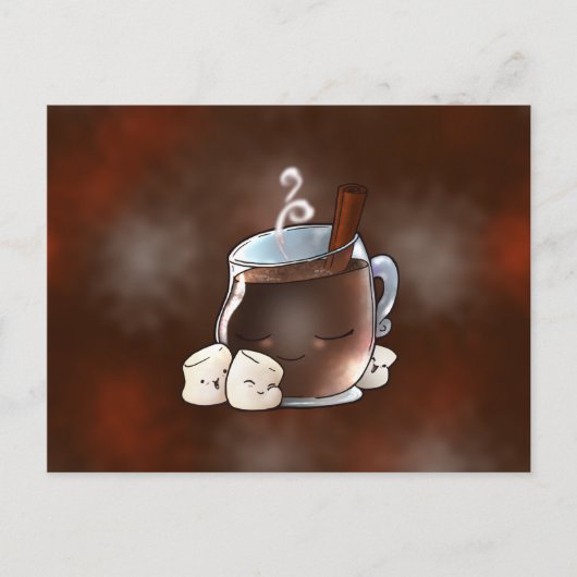Kawaii Hot Chocolate en Marshmallows Briefkaart (Voorkant)