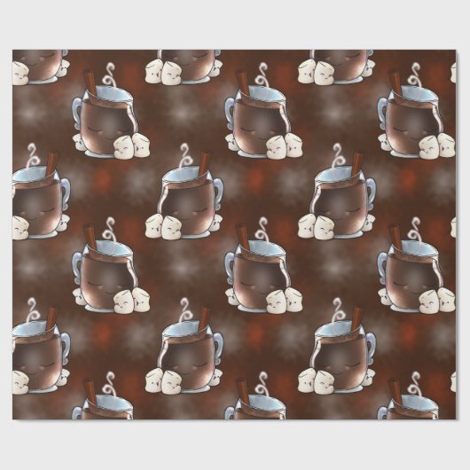 Kawaii Hot Chocolate en Marshmallows Cadeaupapier (Vlak)