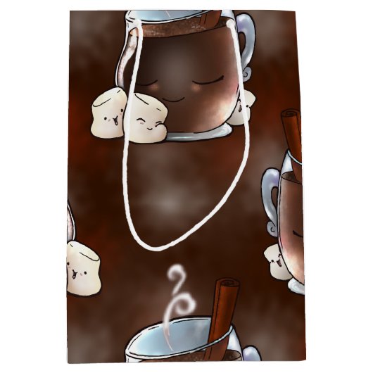 Kawaii Hot Chocolate en Marshmallows Medium Cadeauzakje (Voorkant)