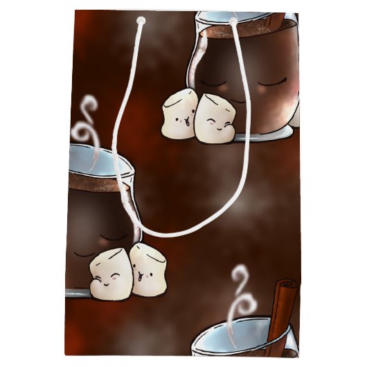 Kawaii Hot Chocolate en Marshmallows Medium Cadeauzakje (Achterkant)