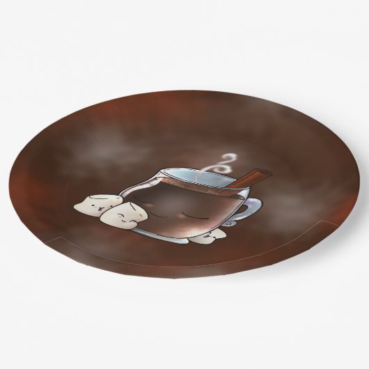 Kawaii Hot Chocolate en Marshmallows Papieren Bordje (Gekanteld)