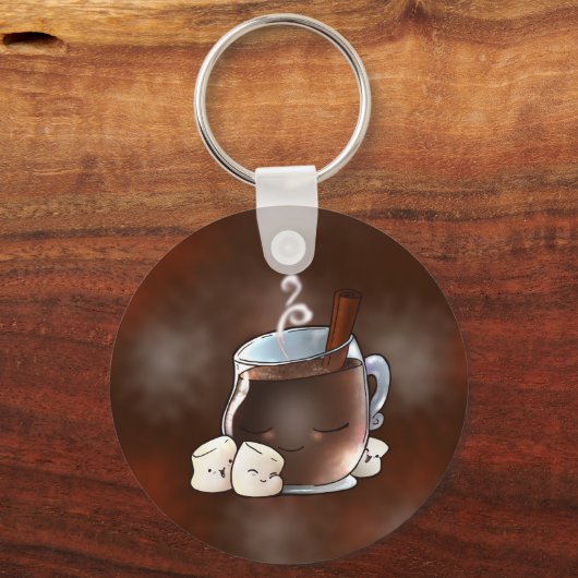 Kawaii Hot Chocolate en Marshmallows Sleutelhanger (Voorkant)