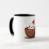 Kawaii Hot Cocoa Mug Smiling Marshmallow Art Mok (Voorkant links)