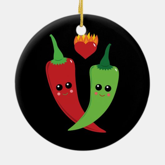 Kawaii Hot Pepper Keramisch Ornament (Achterkant)