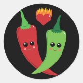 Kawaii Hot Pepper Ronde Sticker (Voorkant)