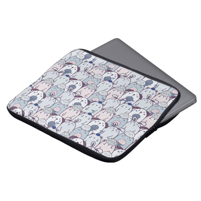 Kawaii Huisdieren & Ijspatroon Laptop Sleeve (Voorkant top)