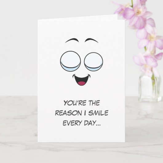 Kawaii Humor Liefde Emoticon Grappige Valentijnsda Kaart (Orchidee)