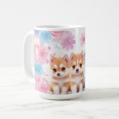 Kawaii Husky Puppies: Pastel Pals Koffie Koffiemok (Voorkant links)