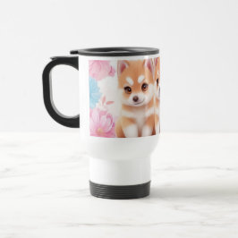 Kawaii Husky Puppies: Pastel Pals Koffie Reisbeker