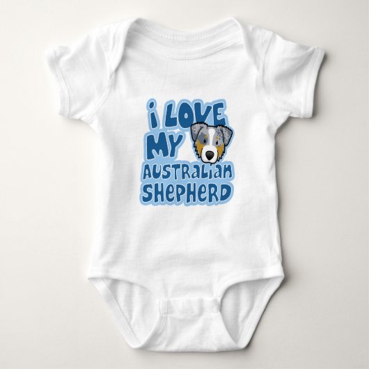 Kawaii I hou van mijn Merle Australian Shepherd Romper (Voorkant)