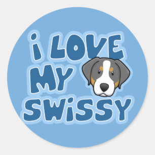 Kawaii I hou van mijn Swissy Ronde Sticker