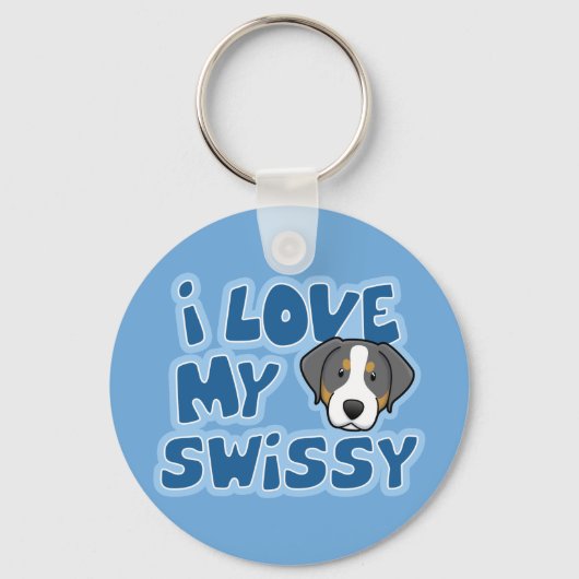 Kawaii I hou van mijn Swissy Sleutelhanger (Voorkant)