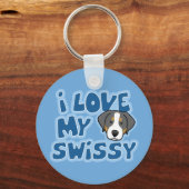 Kawaii I hou van mijn Swissy Sleutelhanger (Voorkant)