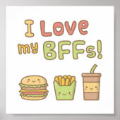 Kawaii I houdt van mijn BFF's Fast Food Doodle Poster (Voorkant)