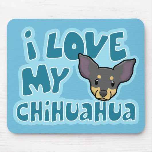 Kawaii I Love My Black & Tan Chihuahua Muismat (Voorkant)