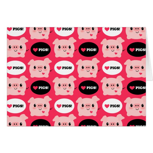 Kawaii I Love Pigs (Voorkant Horizontaal)