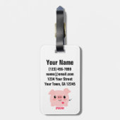 Kawaii I Love Pigs Bagagelabel (Achterkant verticaal)