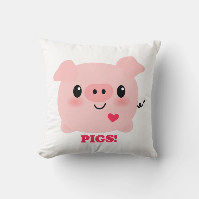 Kawaii I Love Pigs Kussen (Voorkant)