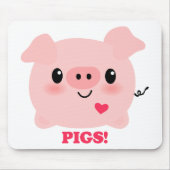 Kawaii I Love Pigs Muismat (Voorkant)