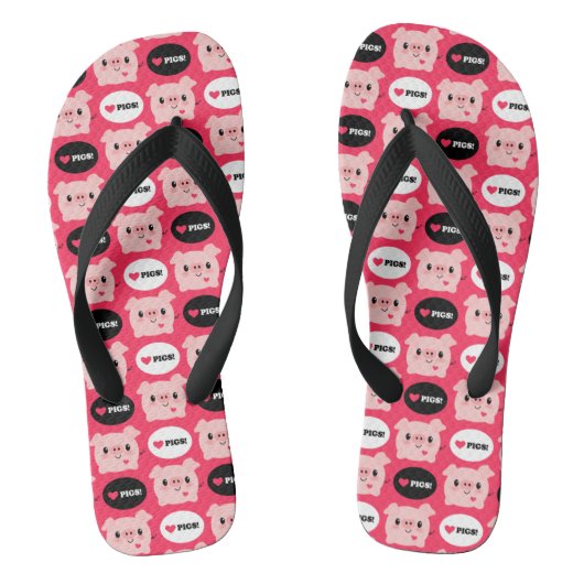 Kawaii I Love Pigs Teenslippers (Voetbed)