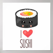 Kawaii I Love Sushi Poster (Voorkant)