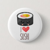 Kawaii I Love Sushi Ronde Button 5,7 Cm (Voorkant)