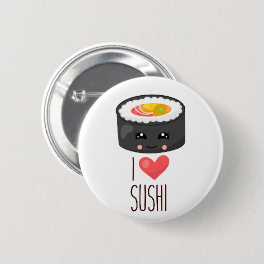 Kawaii I Love Sushi Ronde Button 5,7 Cm (Voorkant /achterkant)