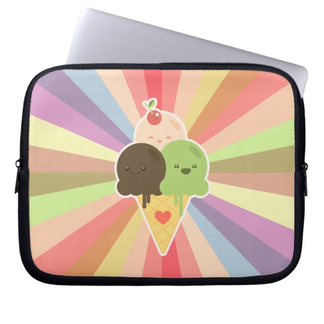 Kawaii Ice Cream Cartoon Laptop Sleeve (Voorkant)